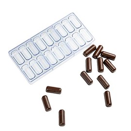 Pastry Tek 10.8 x 5.3 Inch Candy Mold, 1 Oblong Chocolate Mold - 18 Cavities, Freezer-Safe, Clear Polycarbonate Dessert Mold, Easy Release, Food Grade