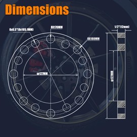 GAsupply 12mm 8 Lug Universal Wheel Spacers, Fit for F250 E350 Ram 2500 3500 Express 3500 K3500 Silverado Suburban 2500 Sierra 2500HD 3500HD, 2pcs 8x6.5 8x165.1 8x170 8x180 1/2 inch Forged Spacer