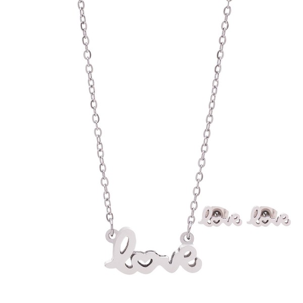 Dalee Stainless Steel Love Necklace & Earrings Set (REF05435)