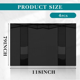 Windyun 4 Pcs Canopy Sidewalls 10x10 with 4 Pockets Instant Canopy Tent Sidewalls for Pop up Canopy with 210D Oxford Cloth, UV Protection Waterproof for Outdoor Camping, 4 Pcs Sidewalls Only(Black)