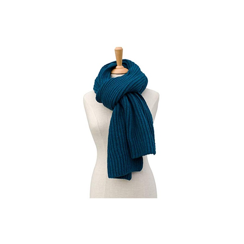 FosterNatur, Women's / Men's Scarf Thick Rib 100% Wool, petrol