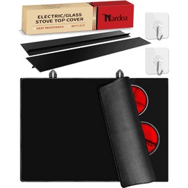 Nardea Updated Large Electric Stove Top Cover for 30 Inch Glass Cooktop, Heat Resistant Stovetop Protector with 2pcs Stove Counter Gap Cover, Ink Black