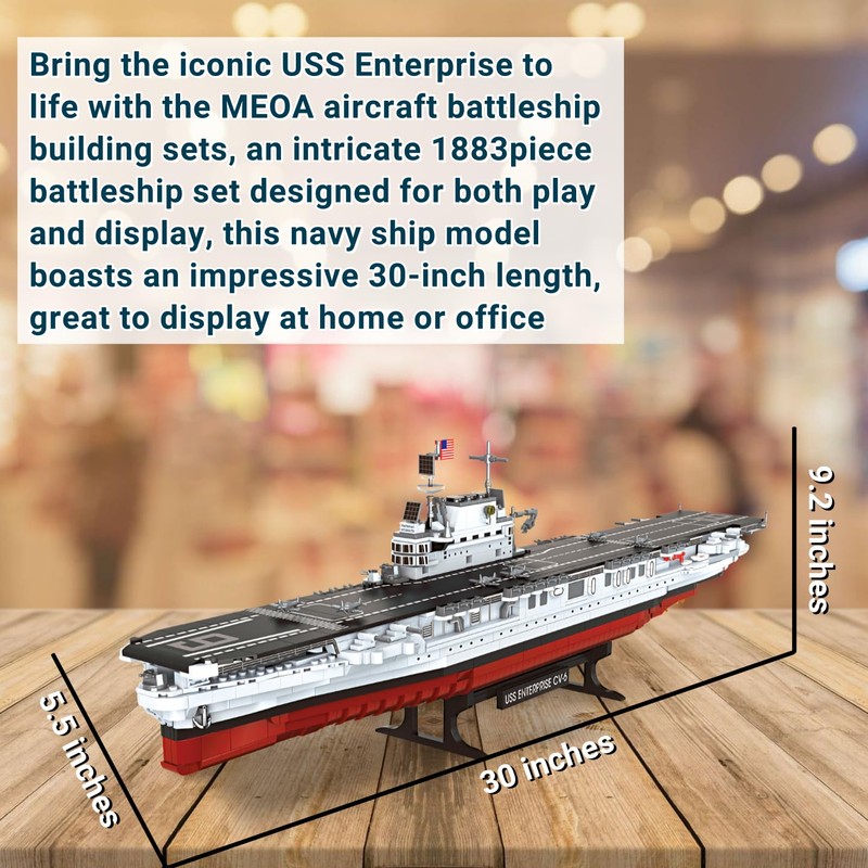MEOA USS Enterprise Aircraft Battleship Building Toys,1883pcs Carrier Model