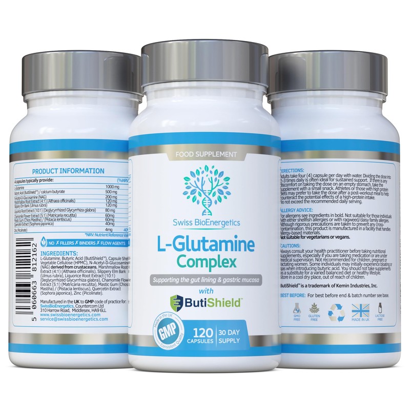 L-Glutamine Complex with Butyric Acid, Glucosamine (N-Acetyl-D), Marshmallow Root, Slippery