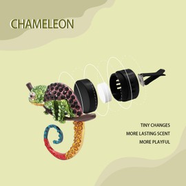 ORIESSE Bling Car Accessories Chameleon Air Freshener Vent Clips Long Lasting Aroma Diffuser Cute Colorful Lizard Decor for Women Teens