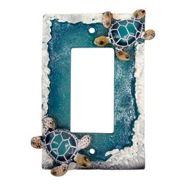 Sea Turtle Light Switch and Outlet Cover Electrical Plates – Hand-Painted Resin Wall Decor for Beach, Coastal & Nautical Styles – Ocean Waves Design - Mounting Screws Included (Rocker Switch)