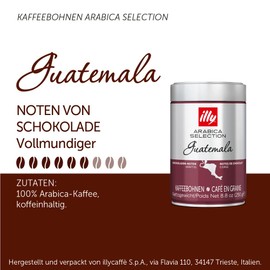illy Arabica Selection Guatemala Coffee Beans for Grinding 250 g Tin