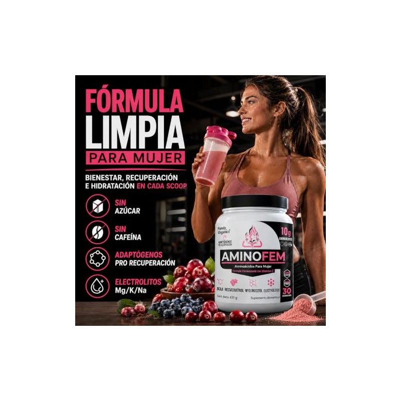 Aminoácidos Mujer Aminofem Mezcla Bcaa Glutamina Recuperación Muscular Electrolitos Myo