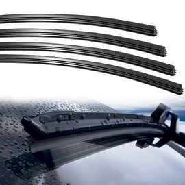 4Pcs Car Windshield Wiper Blade Strips, 28" Rubber Boneless Wiper Blade Refill Replacement,Adjustable Wiper Blade Inserts Universal for SUV Truck Van