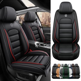 Cscevt 2 Seat Covers for Volvo C30 2008-2013 Leather Car Seat Covers Waterproof Anti-Slip Car Seat Protectors Comfort Premium Automotive Seat Covers with Airbag（Standard,Black+Red Bars）