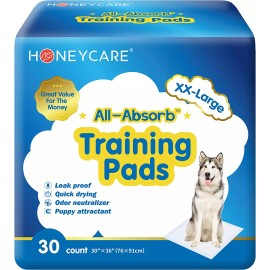 HONEY CARE All-Absorb, XXL 30"x36", 30 Count, Dog and Puppy Training Pads, Ultra