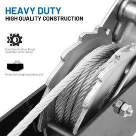 POLESTAR Come Along Winch, 3000 lbs Pull Capacity, 12 ft Steel Cable Hand Winch with 2 Hooks, Heavy Duty Dual Ratchet Cable Winch Puller, Automotive Towing Hoist Puller for Recovery, Moving, Securing