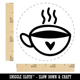 Fun Cup of Tea Coffee with Heart Rubber Stamp for Stamping Crafting Planners - 3/4 Inch Small