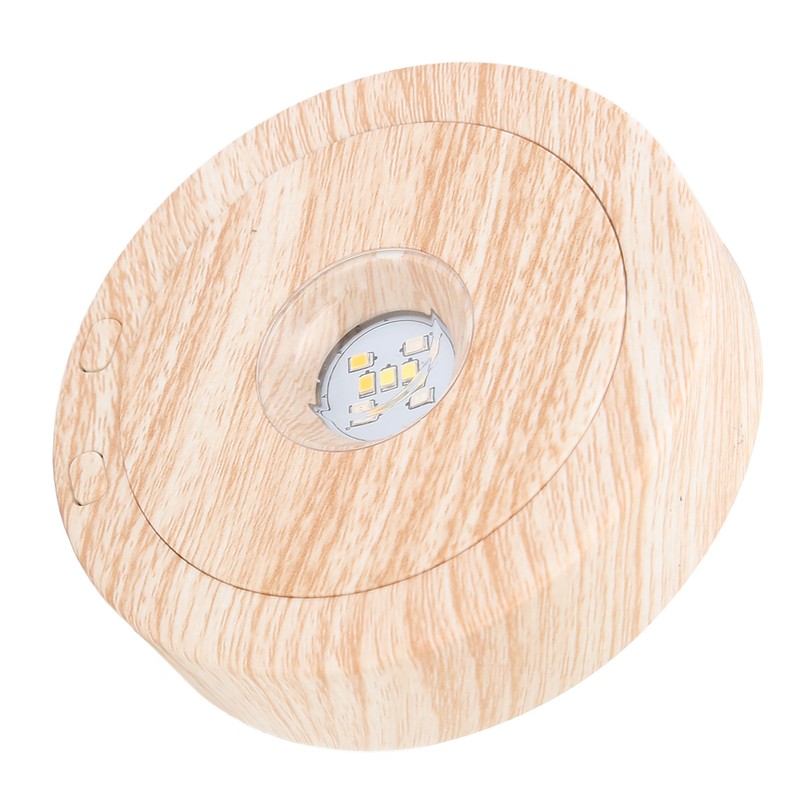 Wood Light Display Base 360 Degree Rotation Beech Grain Colorful