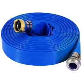 PVC Discharge and Backwash Hose with Aluminum Pin Lug Fittings for Pools, Heavy Duty Reinforced Hose,Blue (2 in x 50 ft)