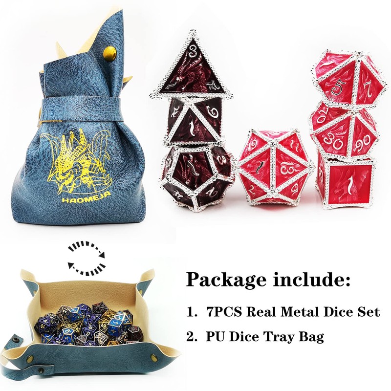 HAOMEJA Color Changing dice Metal Dragons dice DND dice Set
