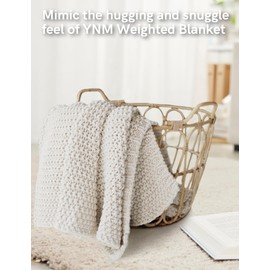 YnM Chunky Cotton Knit Throw Blanket, Cable Knit Throws for Bed Couch Sofa, Comfy & Relaxing, Decorative Piece for Farmhouse Modern Boho Rustic Scandinavian Chic Vibe, Cream White 50x60 Inches