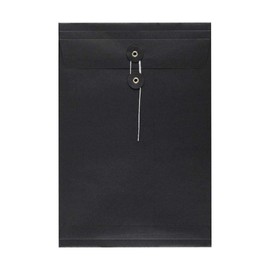 C4 Envelope 324 x 229 mm + 25 mm Fold, Black, Twine Closure, Kraft Paper, Postal Envelope - Pack of 10