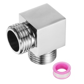 sourcing map G1/2" Shower Diverter Valve 2 Way, Stainless Steel Bidet Square Adapter Connector Hose Fitting Tee with PTFE Tape for Bidet Angle Valve Hose Toilet Faucet, （40mm,Silver