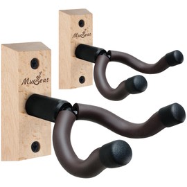Musbeat Guitar Holder for the Wall, 2 Pieces Guitar Wall Holder for Acoustic Guitar, Electric Guitars, Bass Guitar, Beech Wood Guitar Holder Wall for Men, Guitar Wall Mount and Guitar Stand