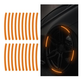 20PCS Car Wheel Stripe Reflective Stickers, Car Wheel Night Safety Warning Stickers Anti-Scratch Reflective Rim Stickers, Car Wheel Safety Decorative Decals for Motorcycles, Bicycles (Orange)