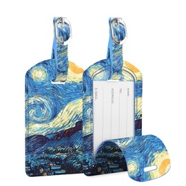 2 Pack Luggage Tags, Fintie Leather Name ID Labels with Privacy Cover for Travel Bag Suitcase