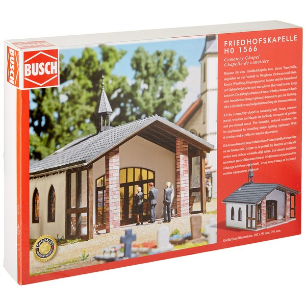 Busch 1566 Cemetery Chapel HO Structure Scale Model