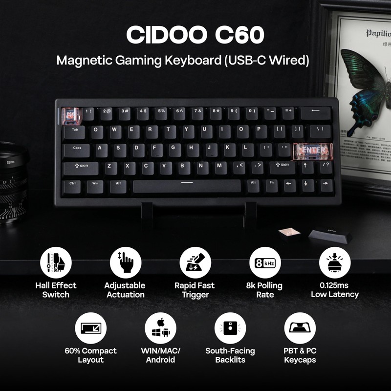 MechLands CIDOO C60 HE Wired Rapid Fast Gaming Keyboard with