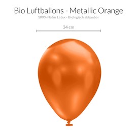 Organic Balloons Orange [Pack of 50] • Made in EU • Certified Sustainable Balloons • 100% Natural Latex • Climate Neutral Manufactured • Diameter 34 cm Helium Balloons Orange Balloons Birthday
