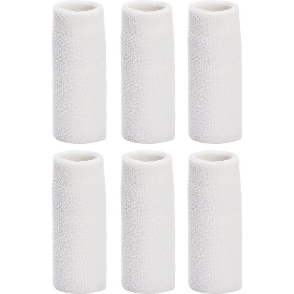 Unique Sports Wrist Towel 6 Pack - 6 inch Long Wristband, White
