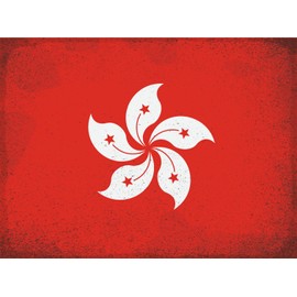 AGDeko® Tin Sign Hong Kong Flag Hong Kong Vintage Size 30 x 20 cm