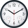Fuji Boeki 37860 Wall Clock, Width 9.8 x Depth 1.6 x Height 9.8 inches (25 x 4 x 25 cm), Black, Thermometer, Hygrometer, Continuous Second Hand, Urban 37860, Small