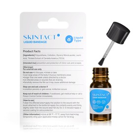 SkinTact Liquid Bandage with Centella Asiatica Extract & Glyceryl Monolaurate – Long-Lasting Waterproof, Transparent Coverage for Minor Cuts & Scrapes, Keep in First Aid kit, 0.3 oz