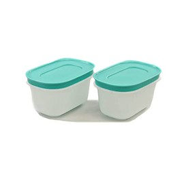 TUPPERWARE Ice Crystal Freezer Containers 170ml (2) Mint White Tin Ice Crystal