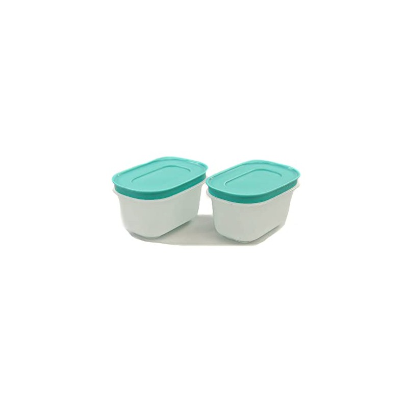 TUPPERWARE Ice Crystal Freezer Containers 170ml (2) Mint White Tin