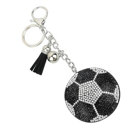 Totority Creative Soccer Volleyball Keychain Rhinestones Tassel Pendant Sports Bag Keyring for Boys and Girls for Backpack Decoration
