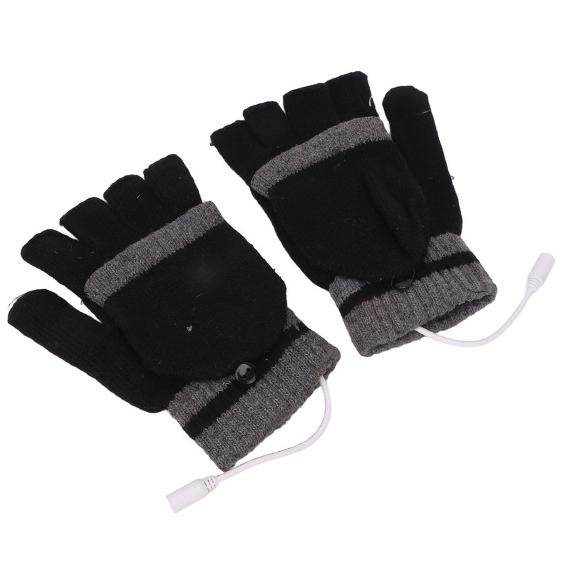 Full and Half Fingers Heating Gloves USB Fingerless Knitting Electric