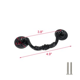 Geesatis 10 Pcs Vintage Swing Drop Bail Black Aluminum Alloy Cabinet Pulls, 125 x 32 x 43 mm / 4.9 x 1.26 x 1.7 inch