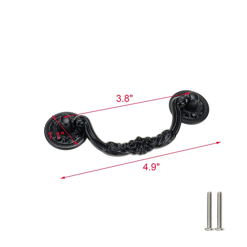 Geesatis 10 Pcs Vintage Swing Drop Bail Black Aluminum Alloy