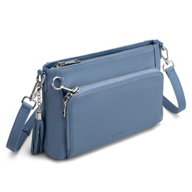 befen Genuine Leather Crossbody Bag Medium Shoulder Bag Anti Theft Purse with RFID (Blue)