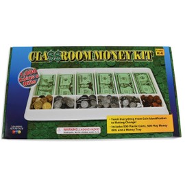 Learning Advantage Classroom Money Kit | Set of 1,000 Bills and Coins | Designed and Sized Like Real US Currency | Teach Currency, Counting and Math with Play Money | Includes Storage Tray and Lid