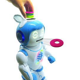 LEXiBOOK Powerman Kid - Educational and Bilingual English/Spanish Robot - Walking Talking Dancing Singing Toy - STEM Programmable Telling Creating Stories - Quizzes Shooting Discs for Kids - ROB90EN