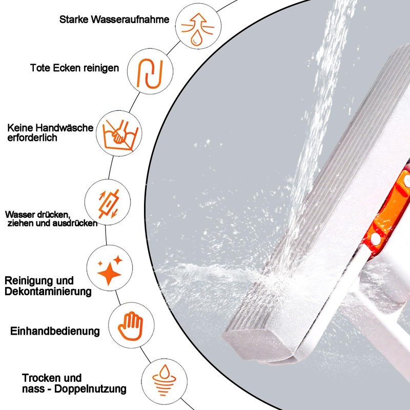 Pack of 2 Mini Foldable Desktop Mop, Portable Squeeze Sponge