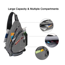 WATERFLY Sling Bag Sling Backpack Small Crossbody Shoulder Bag for Men Women Traveling Cycling Hiking Daypack (Large)