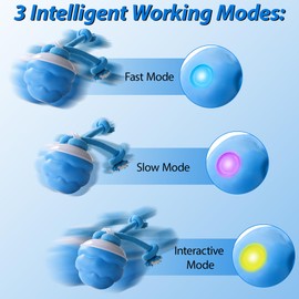 Guegine Interactive Dog Toys Blue Moving Dog Ball,Self Play Jumping Dog Ball Suitable for Small Dogs and Medium-Sized Pets to Relieve Boredom(Comes with 18cm Knot Small Size*1)