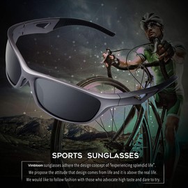 Vimbloom Polarized Sports Sunglasses for Men Women Driving Cycling Golf Fishing Running Lightweight Sports Glasses UV400 Protection VI685, Silver Black