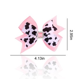 Cow Print Hair Bow Clips for Toddler Girls Hair Bows for Toddlers 2-4 Years Bowknot Hair Clips Thick Thin Hair Bows Clips Baby Girls Curly Hair Accessories For Kids Babies Cow Hair Bow Pin