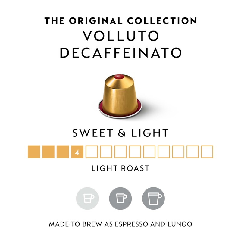 Nespresso Capsules Original Line, Volluto Decaffeinato Mild Roast Coffee, 50