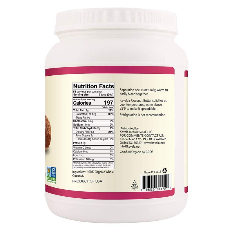 Kevala Organic Coconut Butter – 3.5 lb – 56 oz