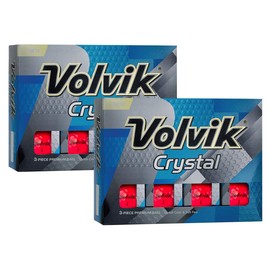 Volvik Crystal 3-Piece Premium Color Golf Balls 2 Dozen (24 Balls)- Red Color